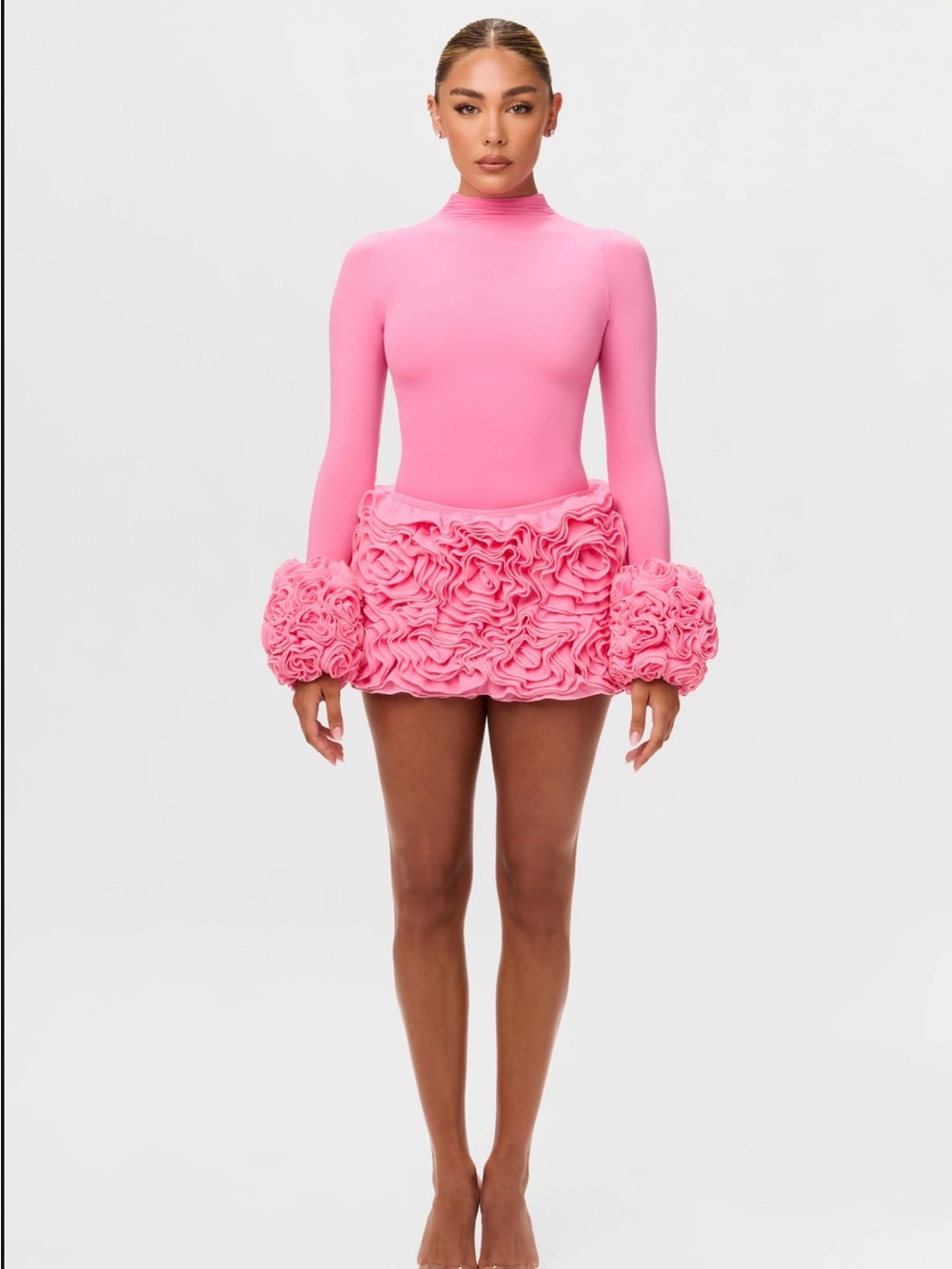 Pink Ruffle Mini Skirt Set